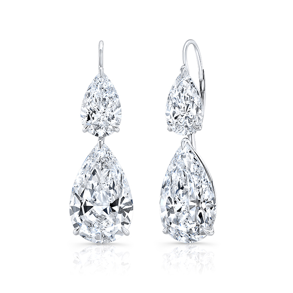 18K  Pear Shaped Diamond Drop Earrings